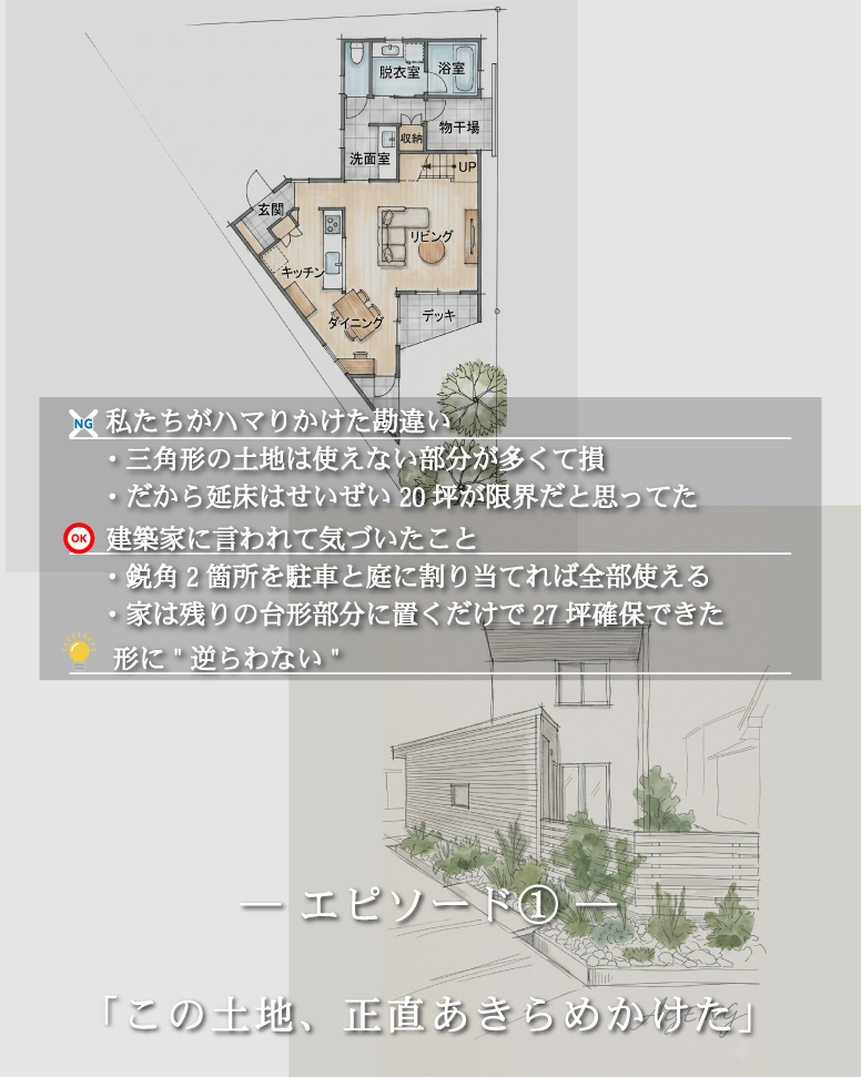 27坪で叶える、変形地の奇跡