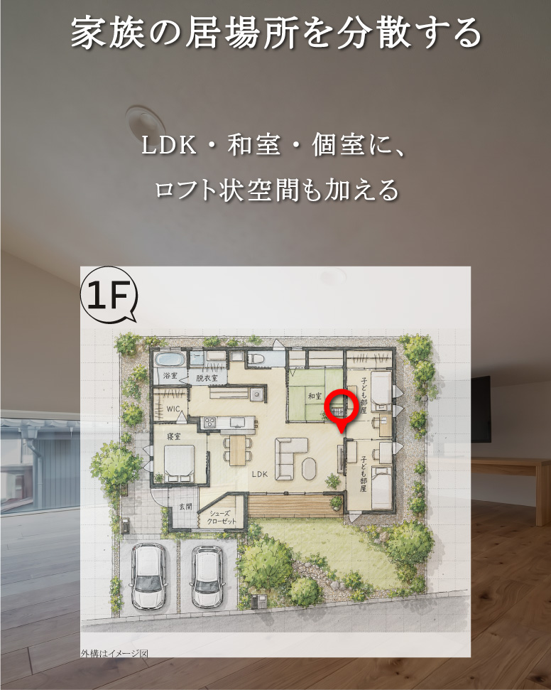 家族がほどよくつながる平屋