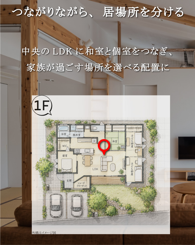 家族が緩やかにつながる平屋