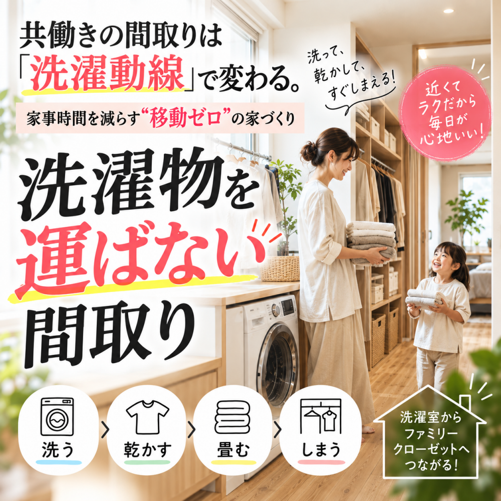 共働きの間取りは「洗濯動線」で変わる。 家事時間を減らす“移動ゼロ”の家づくり