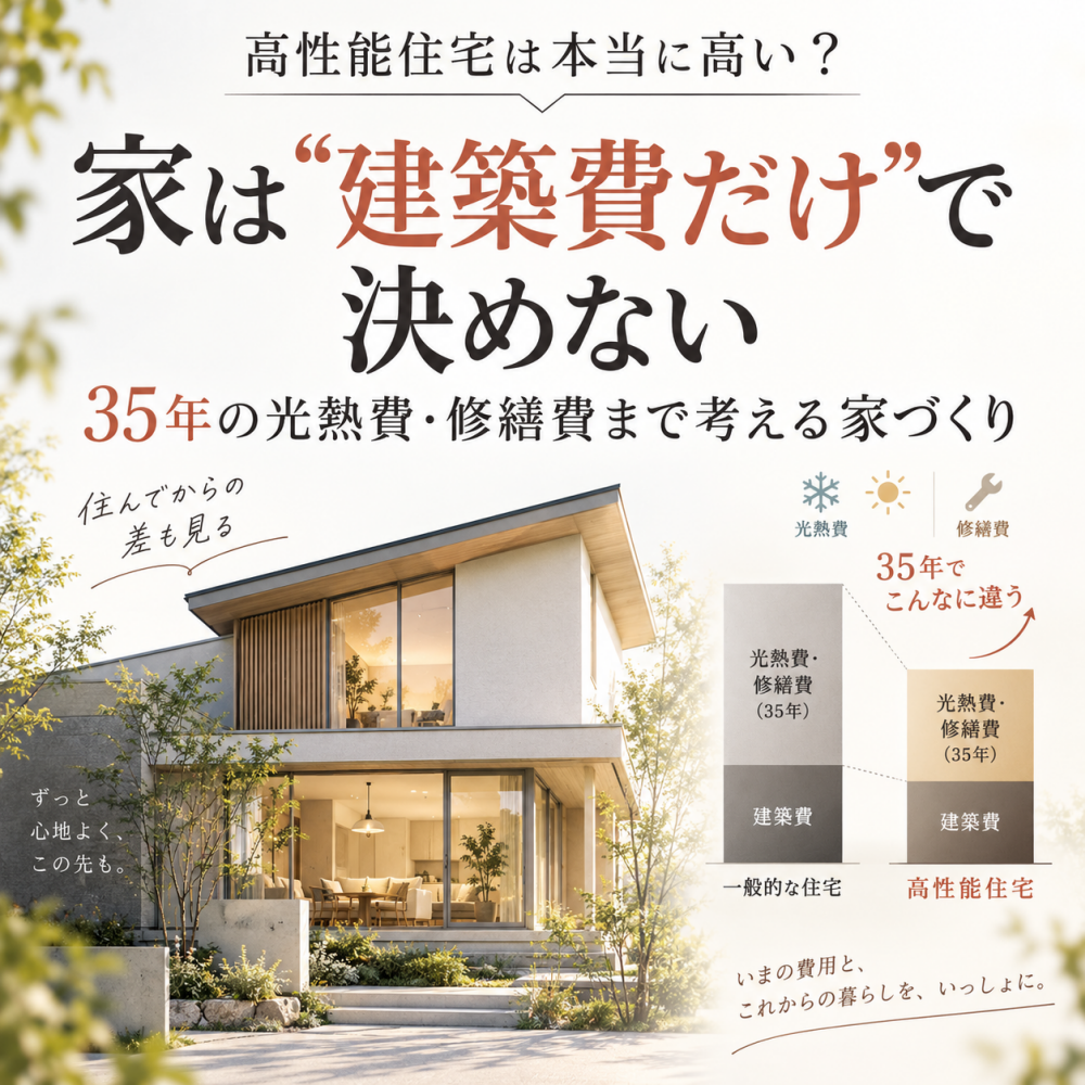 高性能住宅は本当に高い?建築費だけでは分からない、35年の住まいの費用