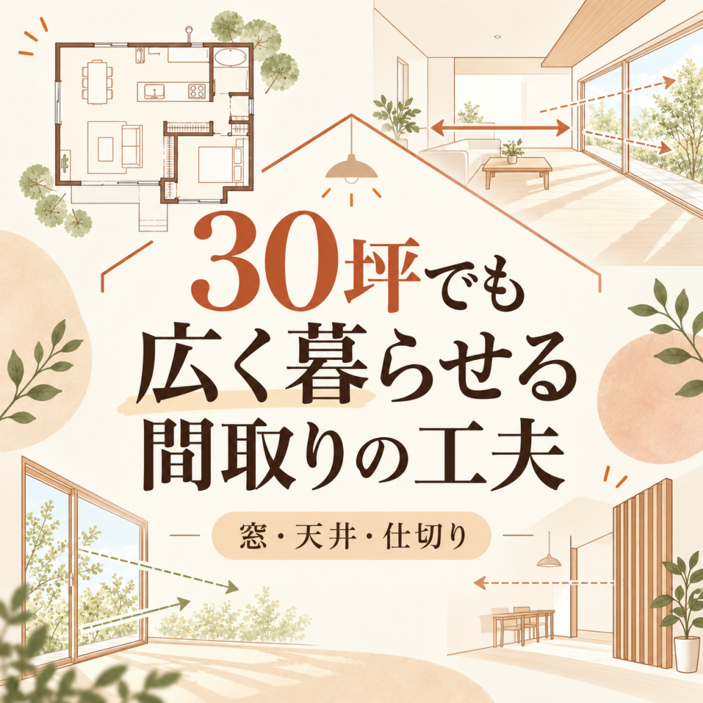 30坪の家を広く感じさせる間取り|窓・天井・仕切りの工夫